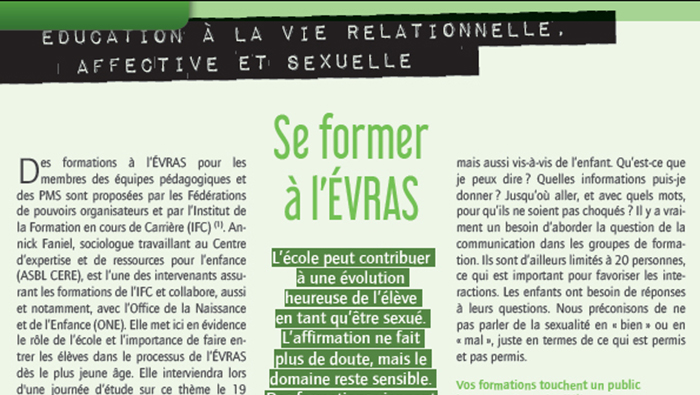 Annick Faniel pour la formation EVRAS - Article