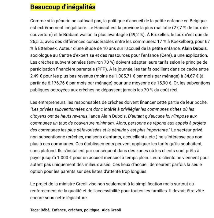 Le pacte d'excellence bébés (article 1)