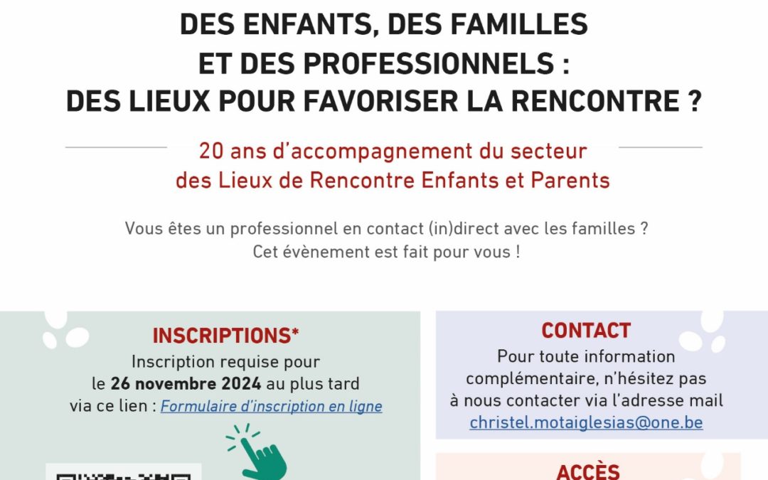 Colloque ONE : « Des enfants, des familles et des professionnels : des lieux pour favoriser la rencontre ? » 20 ans d’accompagnement du secteur des LREP